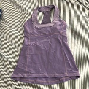 Lavender Lululemon workout top with built in bra